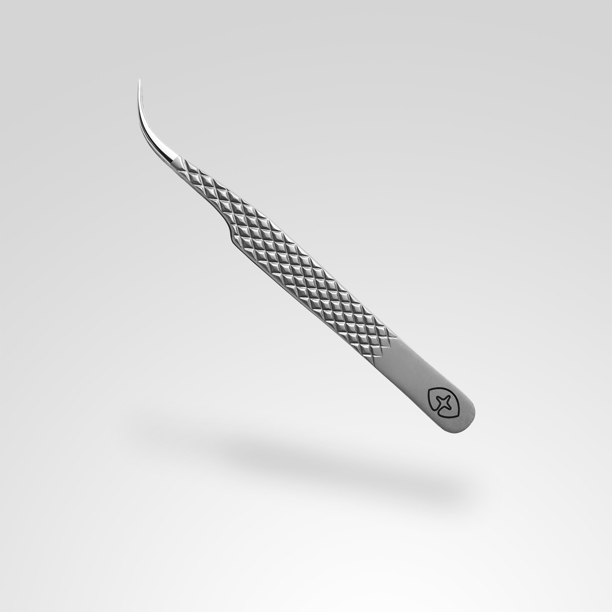 Curved eyelash extension tweezer with J-curve tip
