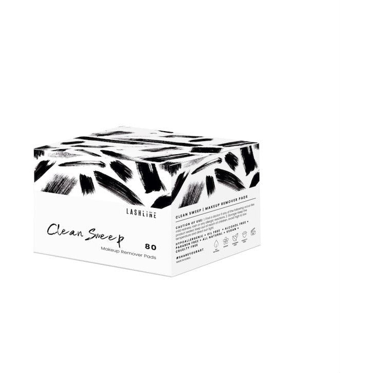 Lash Line's 'Clean Sweep' make up remover for lash extensions product packaging on a white background